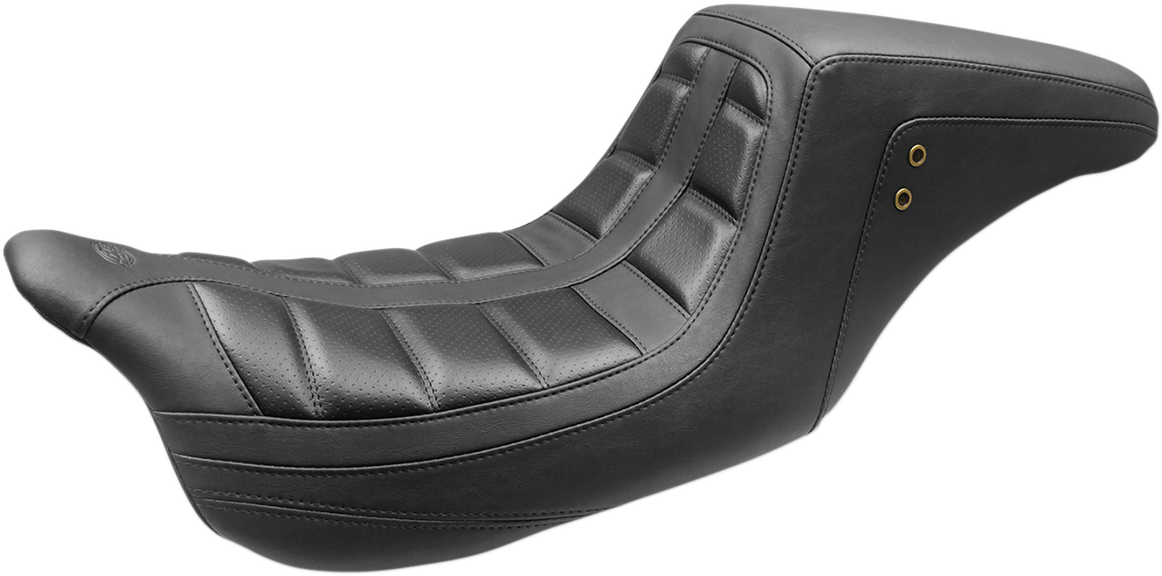 Squareback One-Piece Seat - Tuck and Roll - Black w/ American Beauty Red Stitching