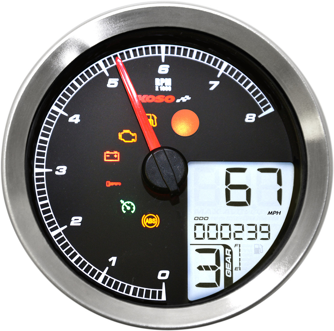 Multi Function Speedometer/Tachometer - HD-04 - Black